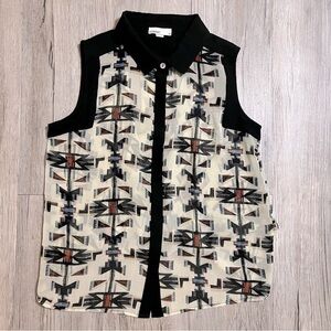 🔥SALE - any 4/$20. Covet Sheer Printed Blouse